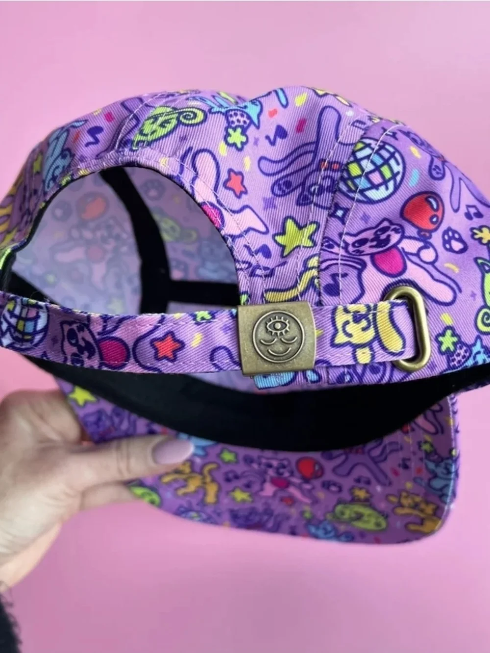 WOKE FACE NWT Disco Cats Pawty Pattern Hat - Purple